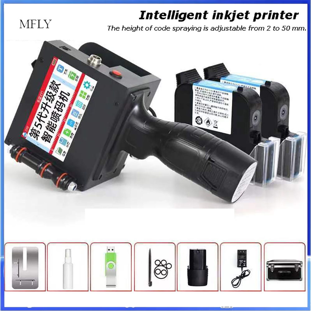 Commercial Label Printing Machine - เครื่องพิมพ์อิงค์เจ็ทแบบมือถือ ขนาด 50 มม. สำหรับพิมพ์ตัวอักษรขนาดใหญ่ พร้อมระบบพิมพ์ฉลากอัตโนมัติ