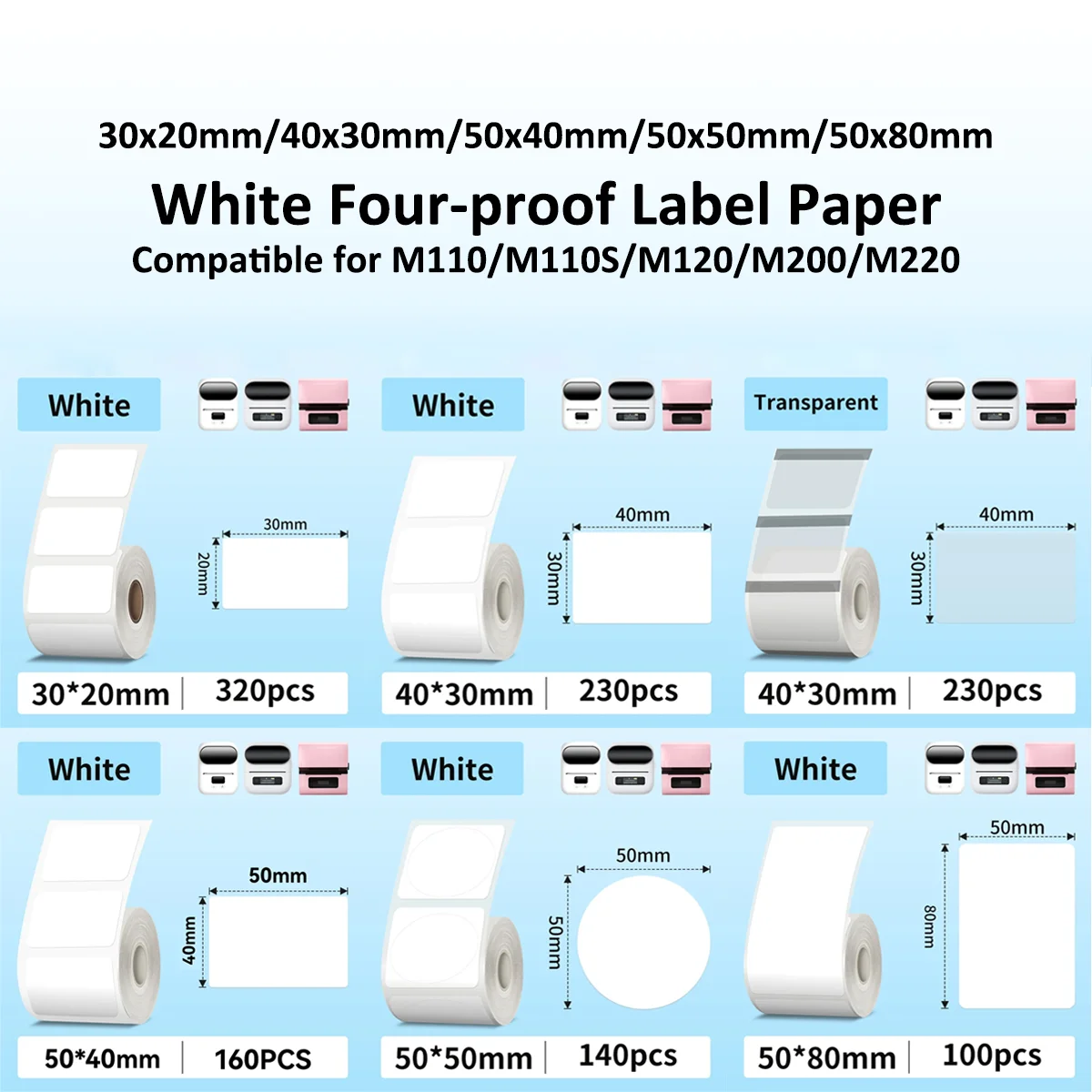Commercial Label Printing Machine - กระดาษสติกเกอร์ความร้อนกระดาษความร้อน Label Maker ป้ายกระดาษสําหรับขนาดเล็กธุรกิจอเนกประสงค์สําหรับ M110 M221