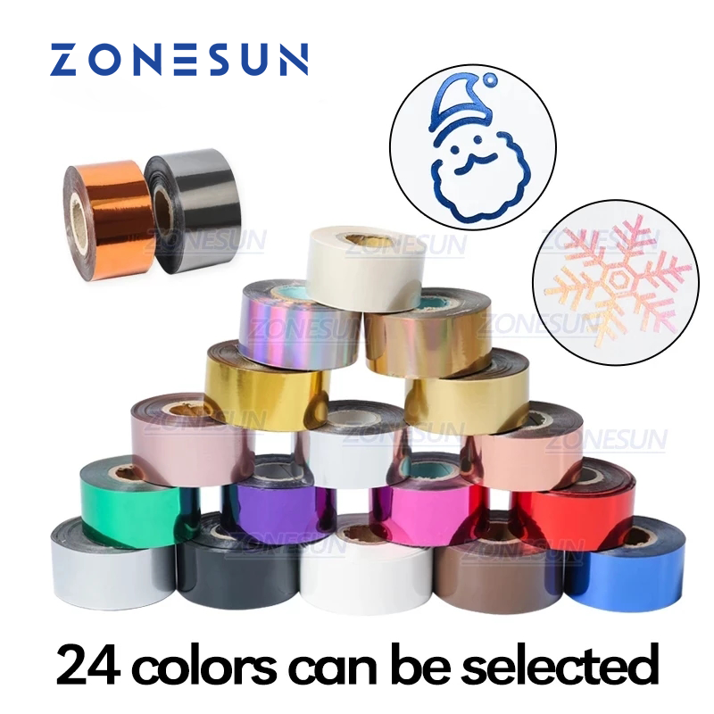 Foil Transfer Machine - ZONESUN 3/4/5 ซม.ทองเงินสีดําฟอยล์กระดาษม้วนฟอยล์ร้อนปั๊ม embosing Bronzing ความร้อนโอนกระดาษสําหรับหนัง